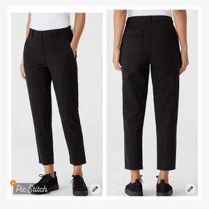 Eileen Fisher Black Tapered Ankle Pants Organic Cotton
